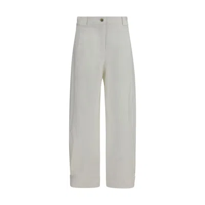 Max Mara White Cotton Cropped Pants