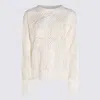 Max Mara Open-knit White Sweater With Textured Detail In White