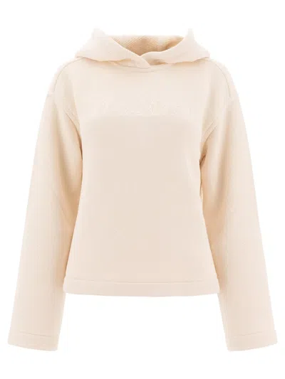 Max Mara White Cotton Polyester Sweatshirt In Neutral