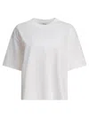 Max Mara Crew Neck Short Sleeve Tops With Side Slits In White