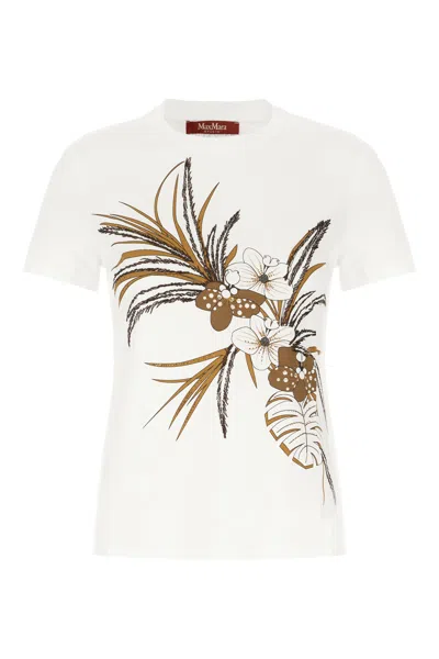 Max Mara White Cotton T-shirt In Multi
