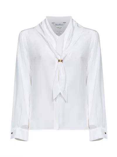 Max Mara White Crêpe De Chine Mxmdry Shirt With Scarf