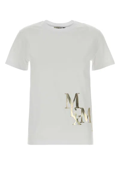 Max Mara White Crew Neck Graphic Logo T-shirt
