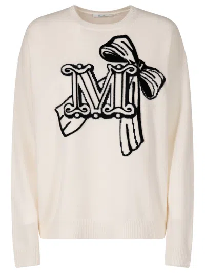 MAX MARA WHITE CREW NECK KNITWEAR