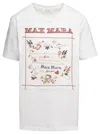 Max Mara White Crew Neck T-shirt With Embroidered Design And Logo In Cotton Woman In White