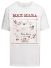 Max Mara White Crew Neck T-shirt With Embroidered Design And Logo In Cotton Woman In Multicolor