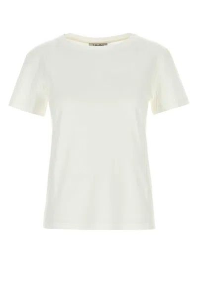 Max Mara White Crew Neck T-shirt In Animal Print
