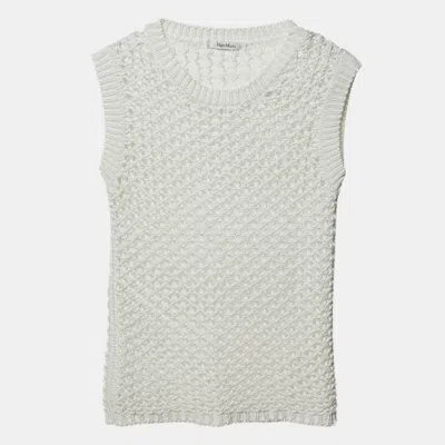 Pre-owned Max Mara White Crochet Knit Tank Top S