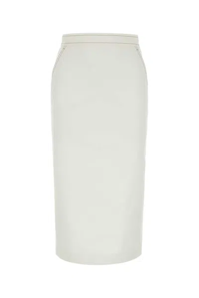 Max Mara White Denim Zulia Skirt In Bianco