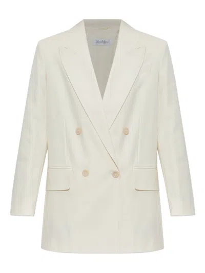 MAX MARA WHITE DOUBLE-BREASTED BLAZER