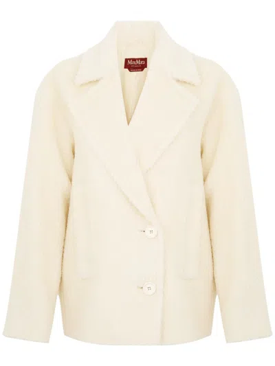 Max Mara White Double-breasted 'vanesio' Coat In Bianco