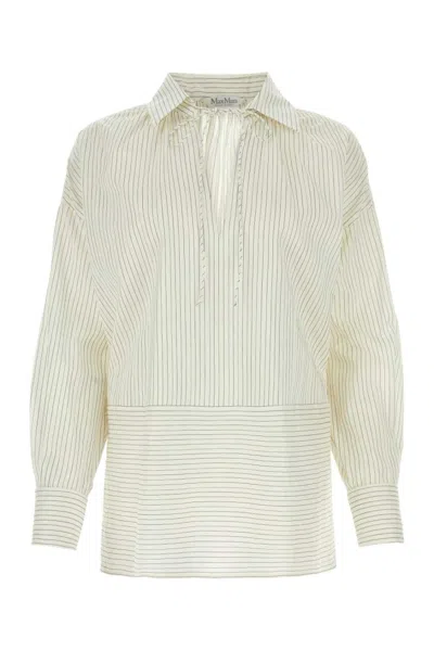 MAX MARA WHITE EMBROIDERED COTTON BLOUSE