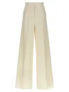 Max Mara Wide Leg High Waist Trousers With Pleated Front In Neutral