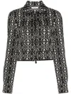 Max Mara Black Tony Monogram-pattern Cropped Jacket In White