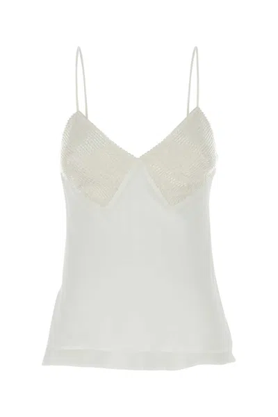 Max Mara White Georgette Opache Top
