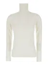 Max Mara White High Neck Sweater In Wool Woman In White