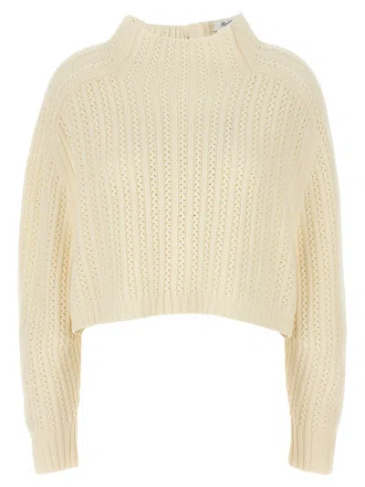 MAX MARA WHITE HODEIDA CROP SWEATER