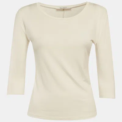Pre-owned Max Mara White Jersey Crew Neck T-shirt Xxs