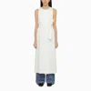 Max Mara White Linen Long Waistcoat In Beige