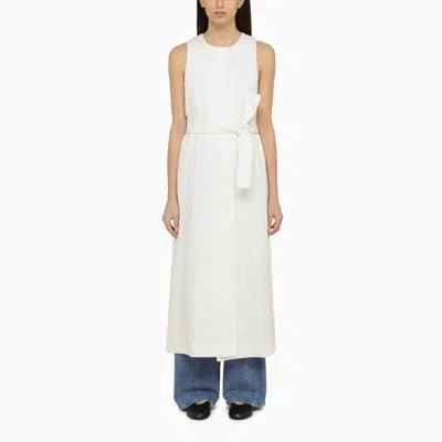 Max Mara White Linen Long Waistcoat In Cream