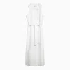 Max Mara White Linen Long Waistcoat In Cream