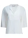 Max Mara White Linen Viscose Elastane Linen Blend Blouse In White