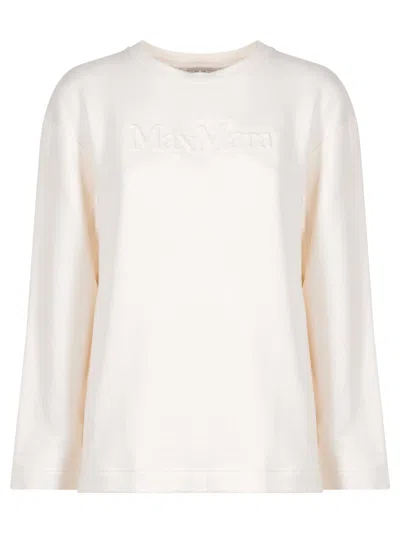 MAX MARA WHITE LOGO EMBOSSED SWEATSHIRT