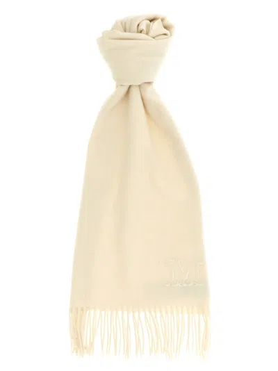 Max Mara White Logo Scarf In Neutral