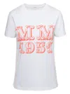 Max Mara White T-shirt With Logo Print On The Chest In Cotton Woman In White