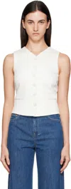 Max Mara Tailored Vest With V-neck And Tie Back In White