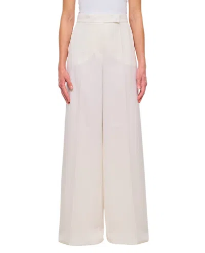 MAX MARA WHITE NINFA WIDE LEG TROUSERS