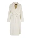 Max Mara Studio Belted Wool Blend Wrap Coat In White