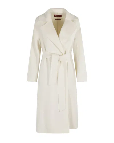 MAX MARA WOMEN WHITE NOTCHED LAPEL TRENCH COAT