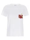 Max Mara Short-sleeve White T-shirt With Embroidered Front Pocket In White