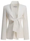 Max Mara Ghiotto Open-front Blazer With Knotted Sashes In White