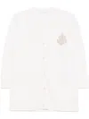 Max Mara Ravello Cardigan With Deep V-neck And Embroidered Emblem In White