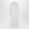 Max Mara Waist Belted French Cuffs Long Sleeve Midi Dress In White