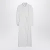 Max Mara Waist Belted French Cuffs Long Sleeve Midi Dress In White