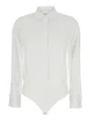 Max Mara White Shirt With Body Design And Hidden Button Closure In Cotton Woman