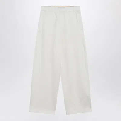 Max Mara White Silk Blend Trousers In Multi