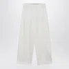 Max Mara White Silk Blend Trousers In White
