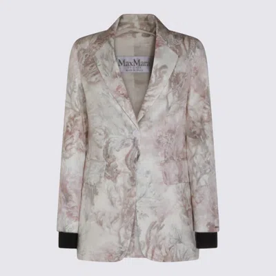 Max Mara Multicolor Silk Mxspalomba Blazer In Gray