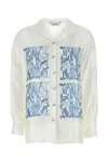 Max Mara Silk Monogram Shirt In White