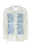 Max Mara Silk Monogram Shirt In White