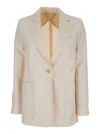 Max Mara Womens Sand Mosa Single-breasted Linen-cotton Blend Blazer In White