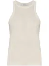 Max Mara Cotton Crew Neck Top With Ribbed Texture