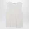 Max Mara White Sleeveless Top In Wool And Cashmere Women In White