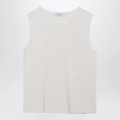 Max Mara White Sleeveless Top In Wool And Cashmere Women