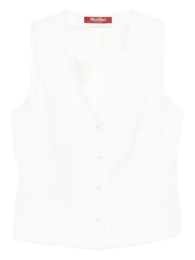 Max Mara White Sleeveless Vest With V-neck  Studio