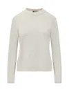 Max Mara White Solid Crew Neck Sweater In White